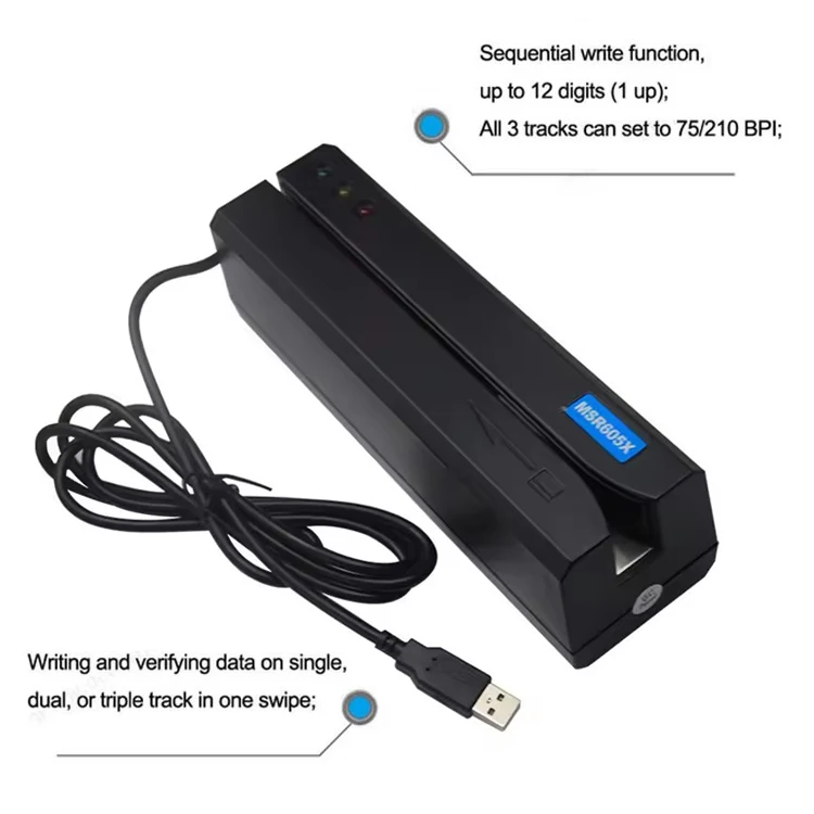 MSR100 USB Swipe Magnetic Credit Mini Card Reader Plug and Play Reader Track 1/2/3 Stripe Card Reader Writer Encoder