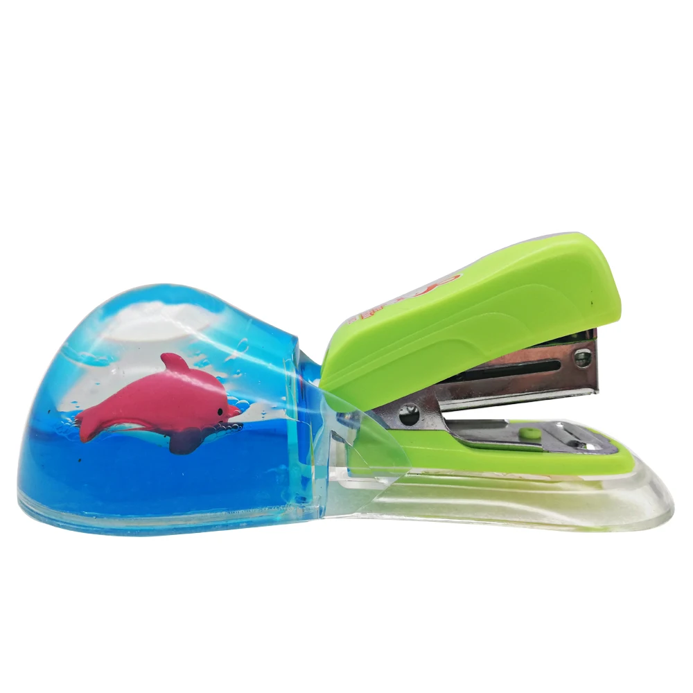 Пользовательский мини-ручной акриловый офисный степлер школьный пластиковый для книг в картонной коробке с водяным масляным поплавком уткой
