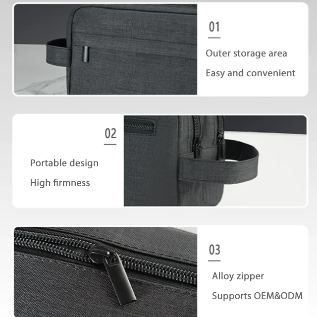 Black Zipper Polyester Pouch Cosmetic Makeup Bag Organize Custom Logo ...