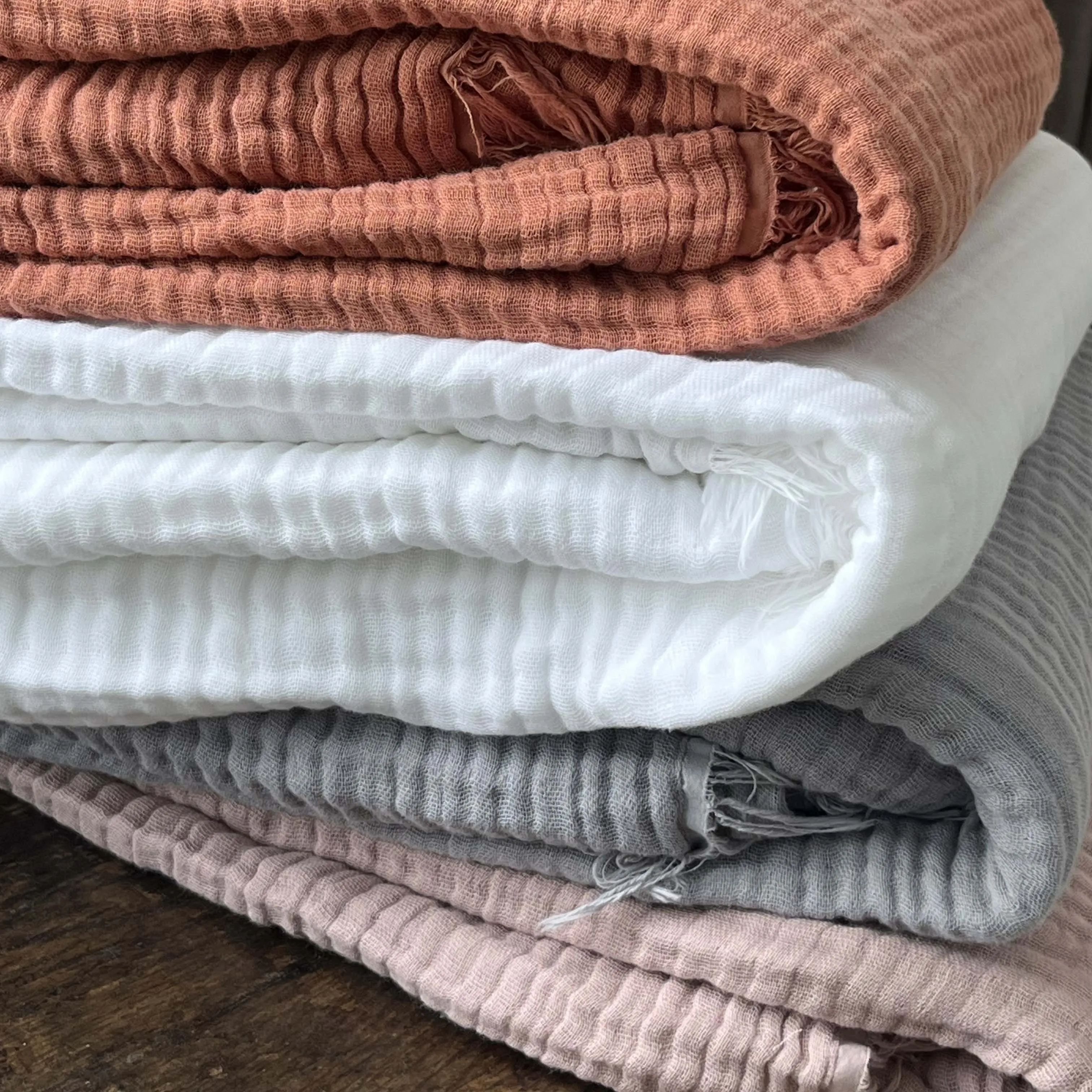 Coperta In Mussola Di Cotone 140x190cm | Leggera E Traspirante | Per Tutte Le Stagioni - Color Cuoio Chiaro