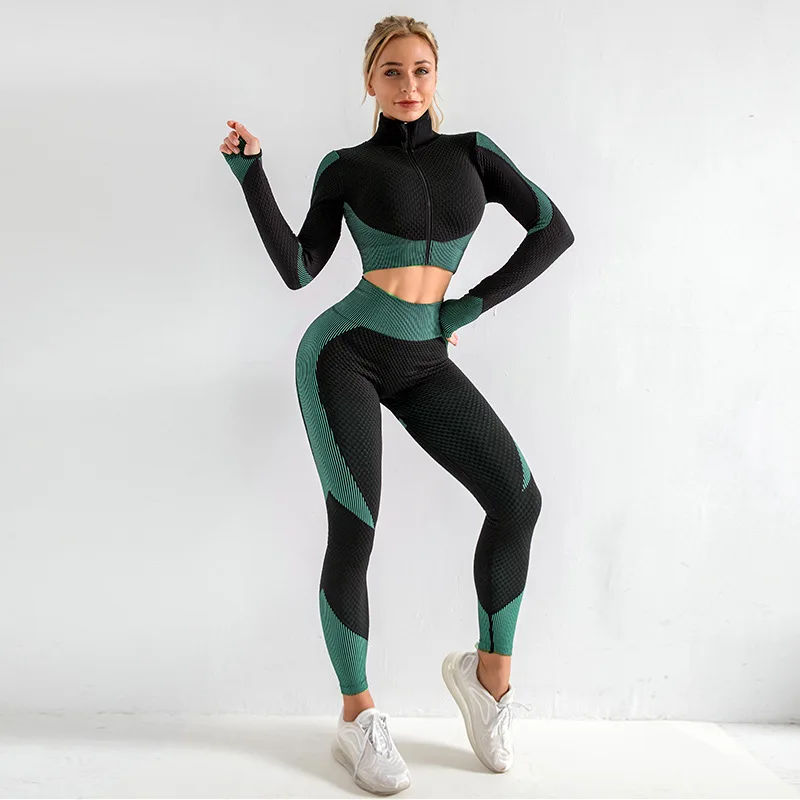 2PCS Yoga Set Sport Outfit Woman Sports Set Workout Long