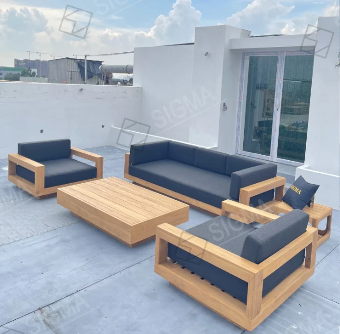 Sigma Outdoor furniture set garden sofa set furniture sectional sofa teak wood lounge chair rattan furniture