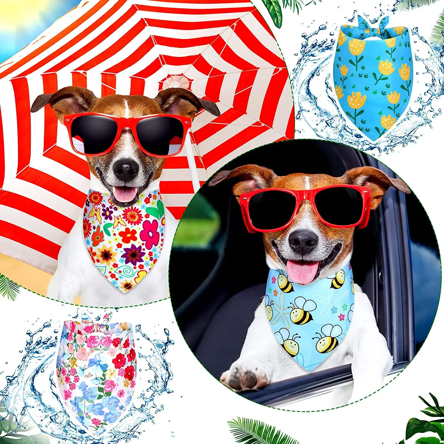 Wholesale Sublimation Printed Solid Color Triangle Dog Cooling Bandana Custom logo Dog Bandana for Small and Large Dogs