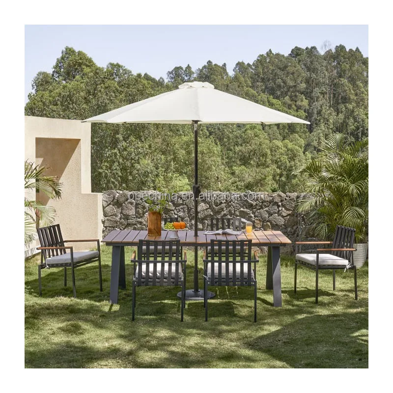 Modern new aluminum outdoor garden furniture dinning set rectangular outdoor dinning table and chair