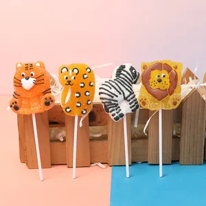 Individually Wrapped Cartoon Animal Lollipops Fruity Flavored Soft Candy Box Packaging Leisure Snack