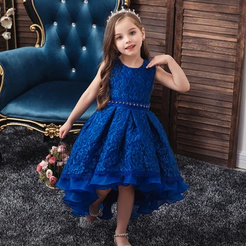 Boutique Tween Girl Party Dress Clost Blue Princess Hi Low Wedding ...