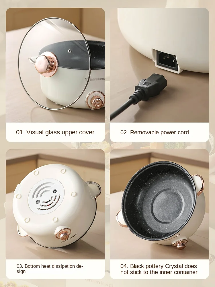3l Multifunction Electric Hot Pot Double Handle Nonstick Pot With