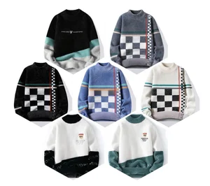 Men's Winter Sweaters Fashionable 100% Wool Knitted Pullover Breathable Front Logo Design Warm Winter