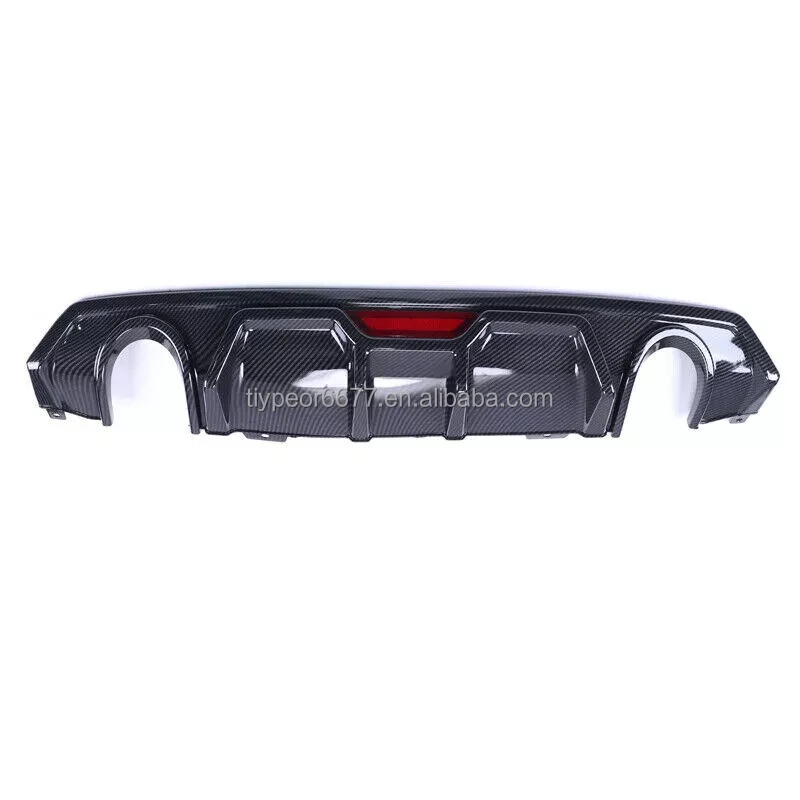 product tiypeor carbon look rear diffuser bumper lip fins spoiler splitter diffuser for honda civic 10th 2017   2021 2018 2019 2020-9
