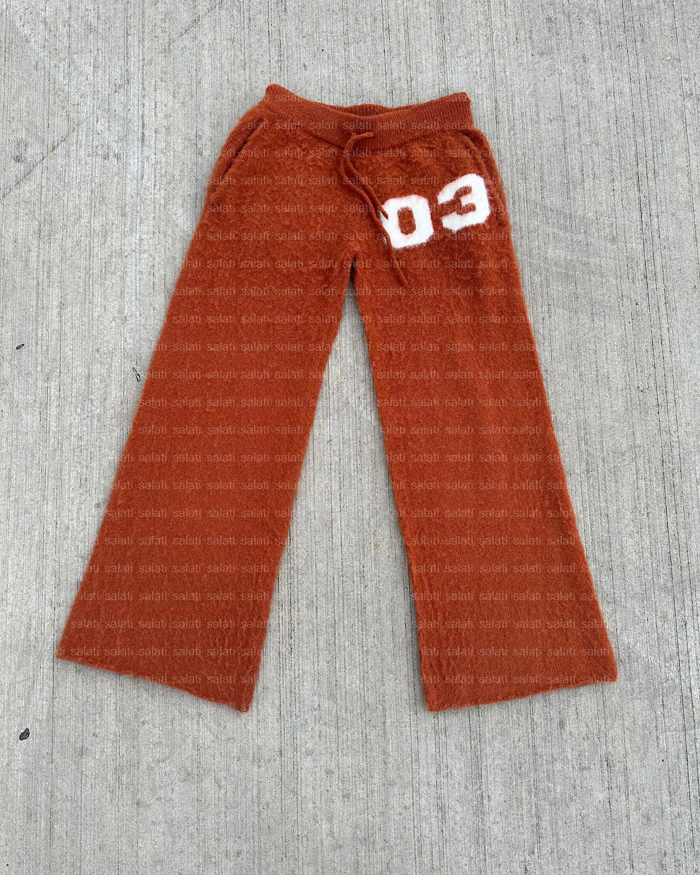 SlatiWholesale Custom 100% Cotton Knitted Men's Wide-Leg Sweatpants 250g Rhinestone Printed OEM Service Available gallery 7