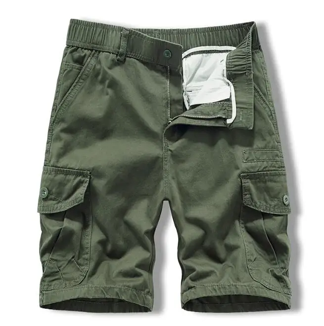 Men's Cargo Shorts Solid Color Casual Short Pants Men Streetwear Loose Summer Cargo Shorts