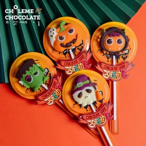 Halloween-themed Chocolate Lollipops Bat Pumpkin Ghost Shaped Snacks Fruit Flavored Hard Candy