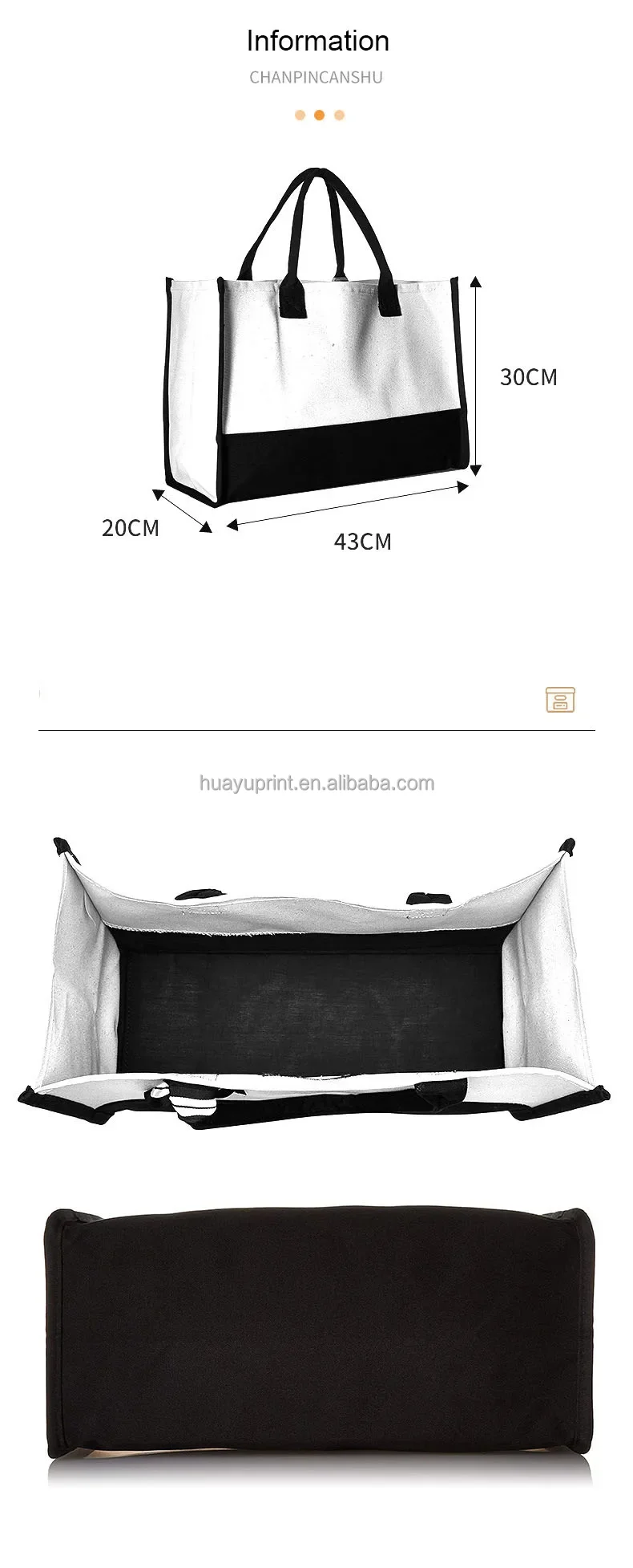 Hot Selling Reusable Women's Handbag Initial Personalized Medium Travel Canvas Zipper Closure Shoulder Beach Tote Advertising factory