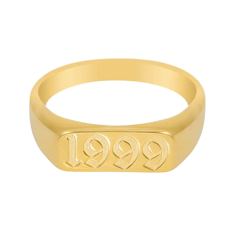 Year Ring Custom Stainless Steel Non Tarnish Free Waterproof Jewelry 18k Gold ...