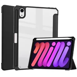 Оптовая продажа, 8,3-дюймовый чехол для iPad mini6, жесткий акриловый и мягкий чехол из ТПУ, держатель для карандашей, чехол для iPad