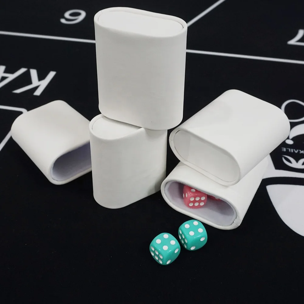 Factory Oem Oval Oblalte Dice Cup Custom logo White High Quality Pu Leather Cups for Backgammon or Board Games