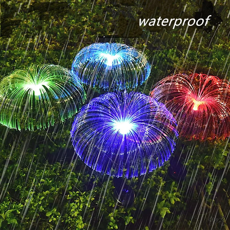 Outdoor Waterproof Solar Garden Decorative Jellyfish Led Fiber Optic ...