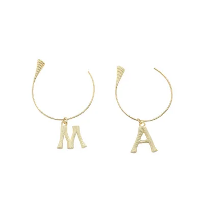 Exaggerated Gold Color Earring Jewelry Metal Alphabet Fashion Drop Earrings A