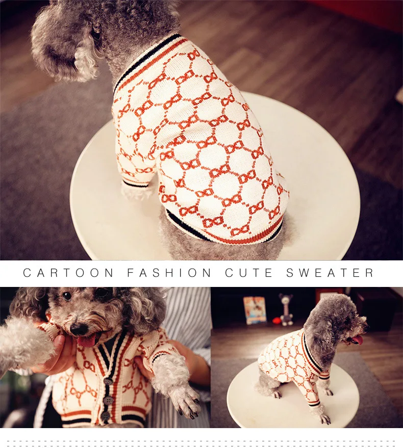 Fashion Luxury Brand Pet Dog Sweater Knitted Warm Puppy Cat Dog Winter
