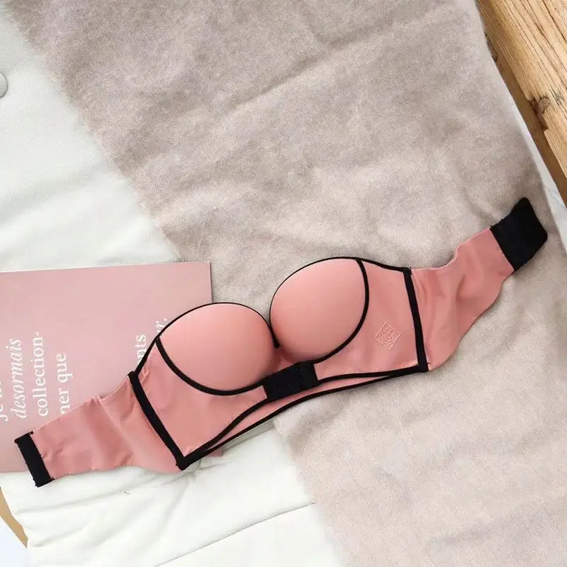 Wholesales Invisible Small Breast 32 Size Wireless Thick Cup Breast Lift Sexy Women Push up Strapless Bra