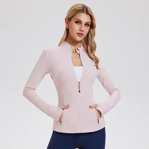 Women's Plus Size Lightweight Yoga Sports Jacket Casual Fitness Long Sleeve Coat with Zipper Breathable Running Top