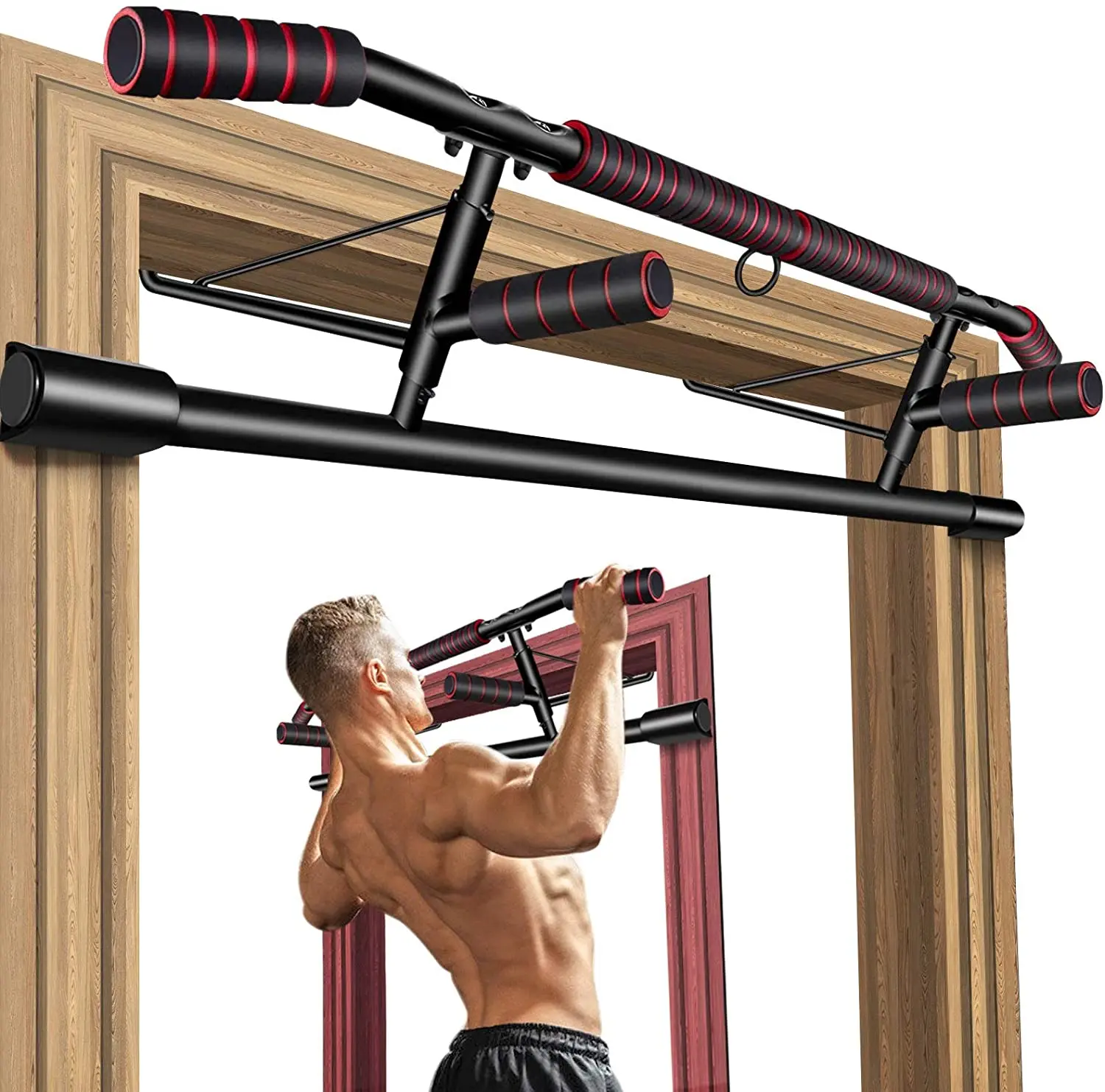 Folding Door Bar KAILUN Chin Up Bar Pull-Up Device Including Dip Bar & Power Ropes Three Sizes Secure Door Frame Assembly at Home Without Screws 