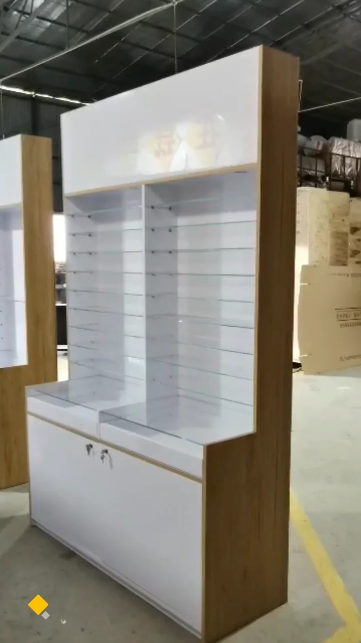 Lockable Glass Eyewear Showcase Mdf Frame Optical Display With