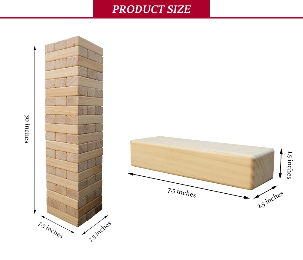 Giant Tumbling Tower Outdoor Game 54 Pieces Wooden Blocks Buy Wooden