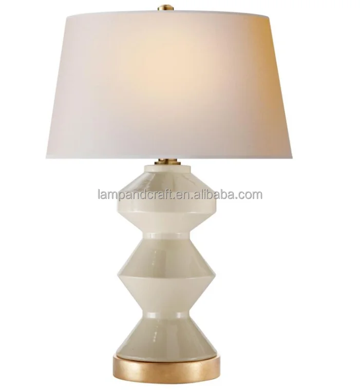 3-way Switch Table Lamp With White Finish And Linen Fabric Shade - Buy