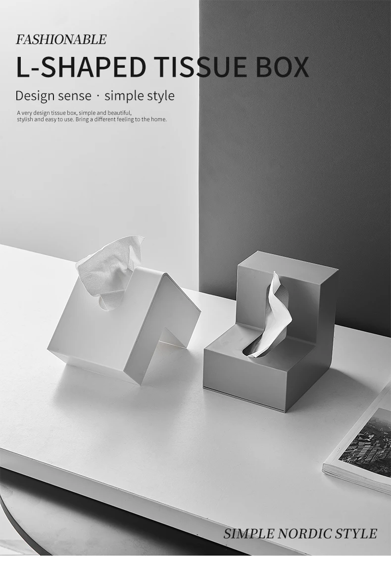 Creative Nordic Plastic Tissue Storage Box Napkin Box Lshaped Right