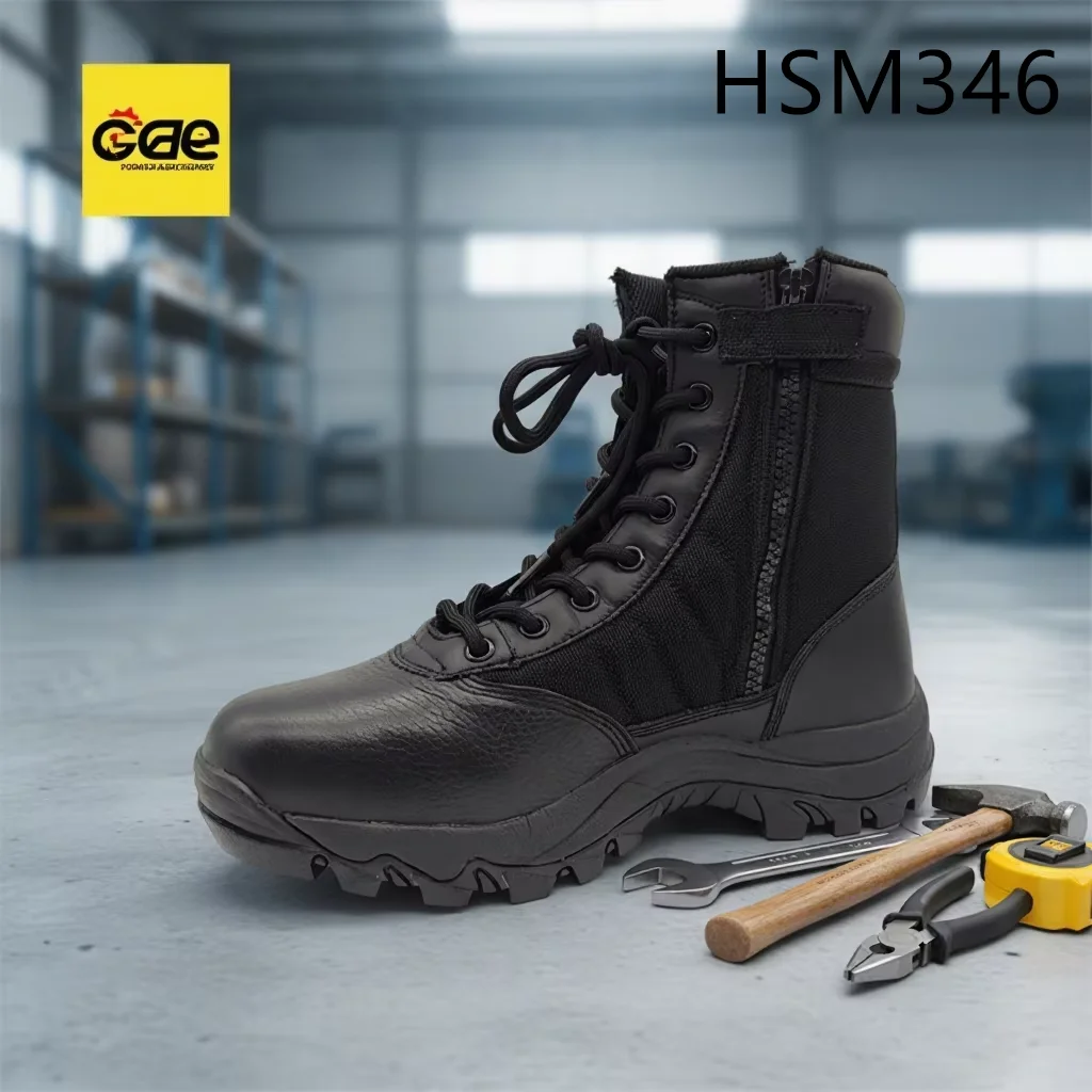 LXG,Impact Resistant EVA+rubber Sole Outstanding Training Boots Best Embossed Leather Marching Boots with Side Zipper HSM346