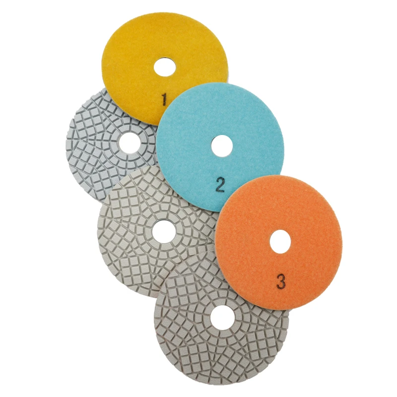 2024 Wet 100mm 3 Steps Diamond Polishing Pads Ganite Marble Engineered