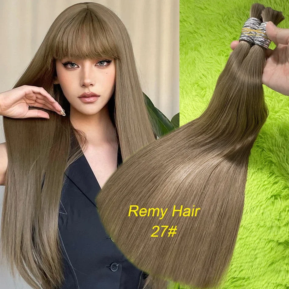 100% Real Virgin Straight Human Hair Bulk Extension 1b 613 Honey Blonde Weaving για πλέξη μη επεξεργασμένων βραζιλιάνικων μαλλιών_voghion.com