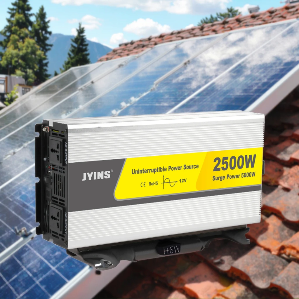 2500W Ren Sinusvågsomvandlare med laddare DC 12v 24v till AC 110v 230v UPS Solaromvandlare för hembruk