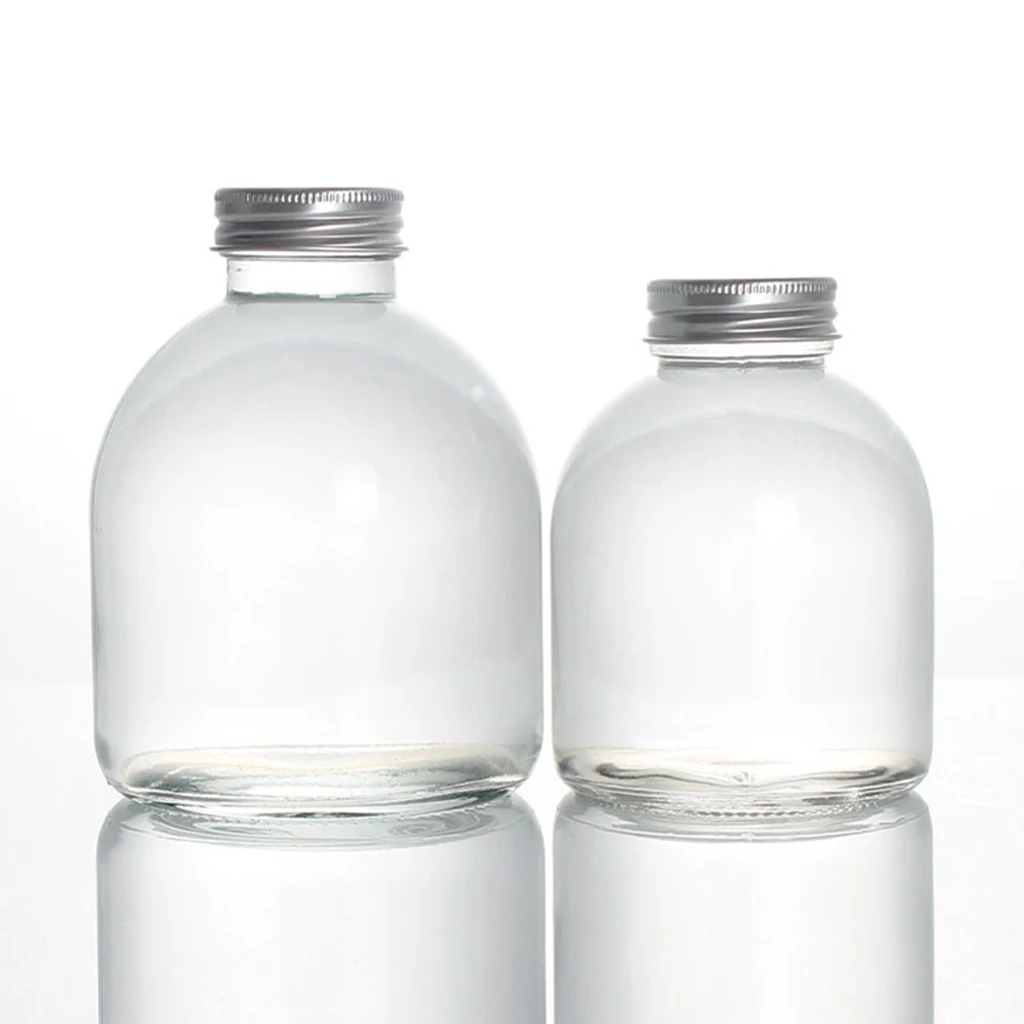 100ml 150ml 200ml 500ml Flint clear Flint Glass Bottle for Juice Beverage Sauce Tea Milk With Aluminum Caps