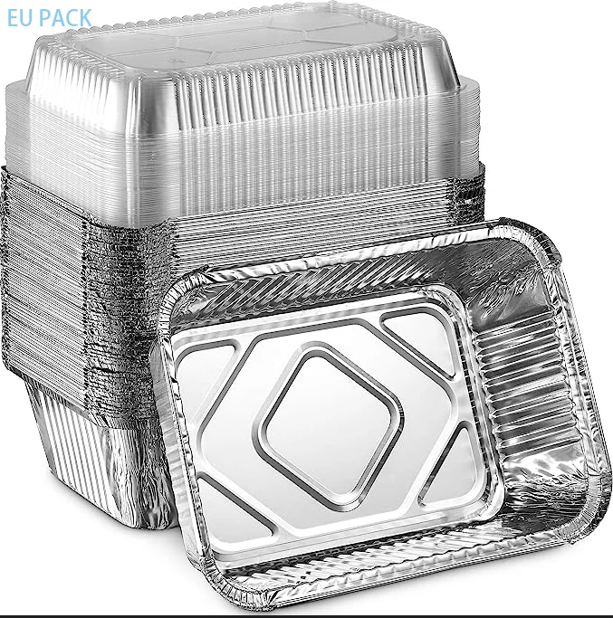 290ml Oem Biodegradable Recyclable Silver Foil Tray With Lid For Baking