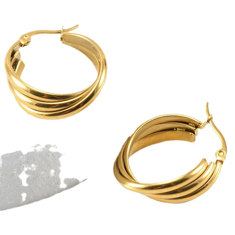 Chunky Statement 14k Gold Color Hoop Earrings Ladies Simple Round Hollow Earrings Fashion Jewelry Gift