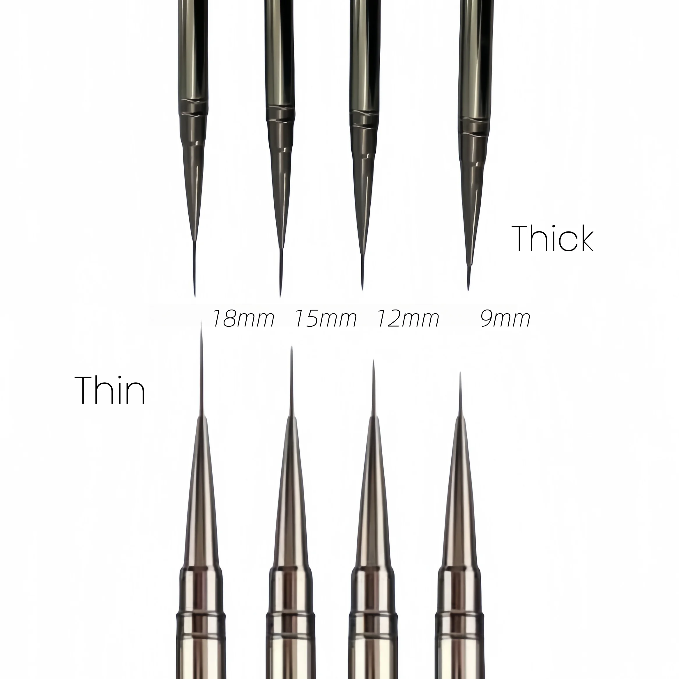 Оптовая Продажа кисти для ногтей с длинной полосой металлическая ручка ручки рисования тонкие и толстые набор ручек Гель лаком