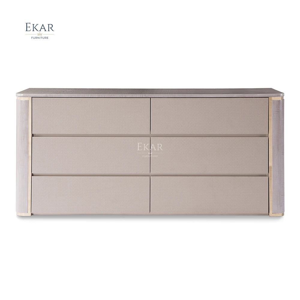 Embossed Steel Hardware Chest of Drawers - Stylish Storage Cabinet with Crystal Accents