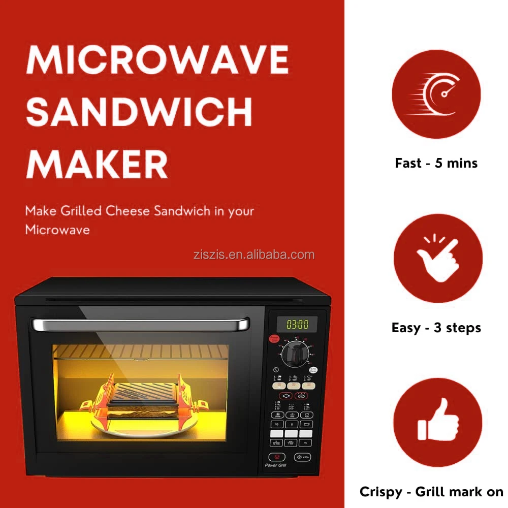 Microwave Panini Press | Microwave Grill Cheese Maker | Microwave Crisper Toaster Cookware | Cooking Fast and Dishwasher Safe