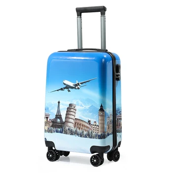 Custom PP Wholesale Price luggage Silk Printed travel bags suitcase  Light Weight suitcases travel trolley