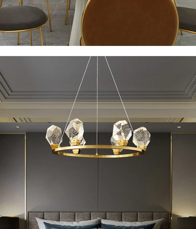 Meerosee Big Brilliant Bubble K9 Crystal Light Gold Copper Lamps Modern Chandelier Pendent Lighting For Hotel Villa MD86855