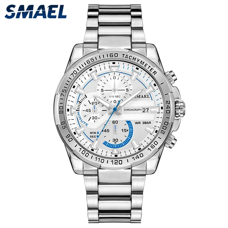 SMAEL 9089 Analog Quartz Watch Men Water Resistant Stainless Steel Wrist Watch