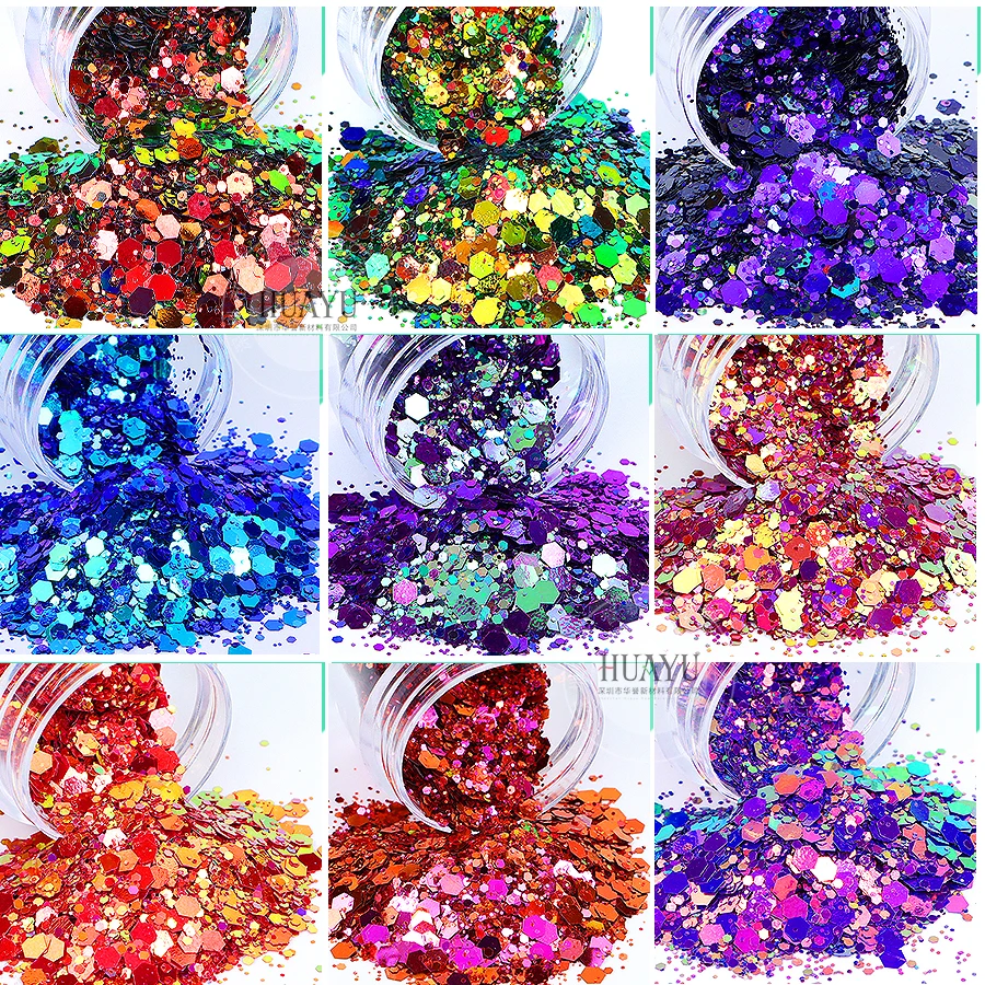 Wholesale 200 Colors Polyester Holographic Iridescent Glitter Mix Bulk ...