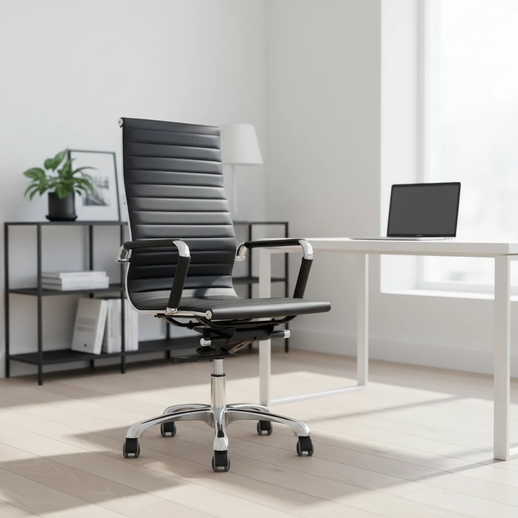 Heavy Duty Commercial Leather Ergonomic Adjustable Height Tilt Chair for Home Office 4