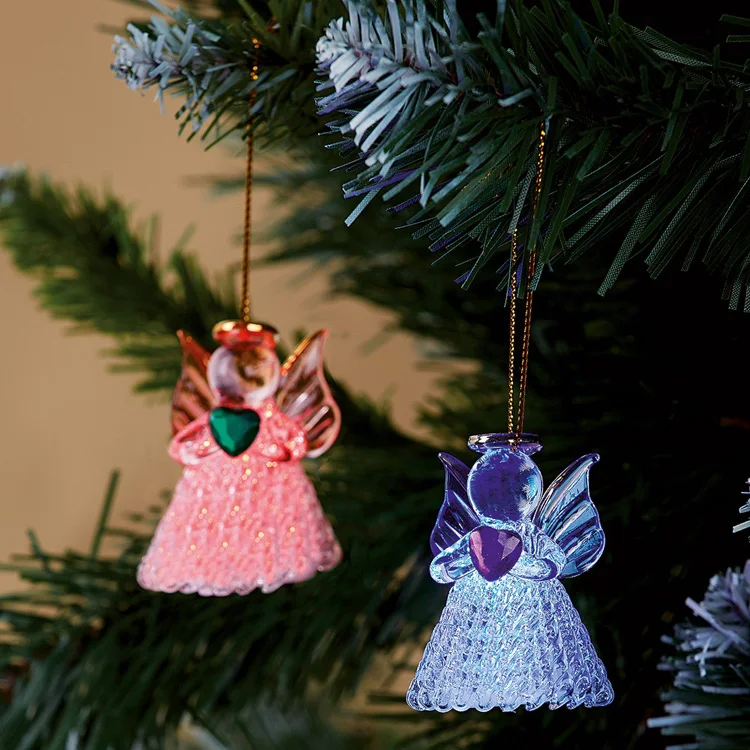 Christmas Led Colour Changing Tree Ornaments Glass Angel - Buy Glass ...