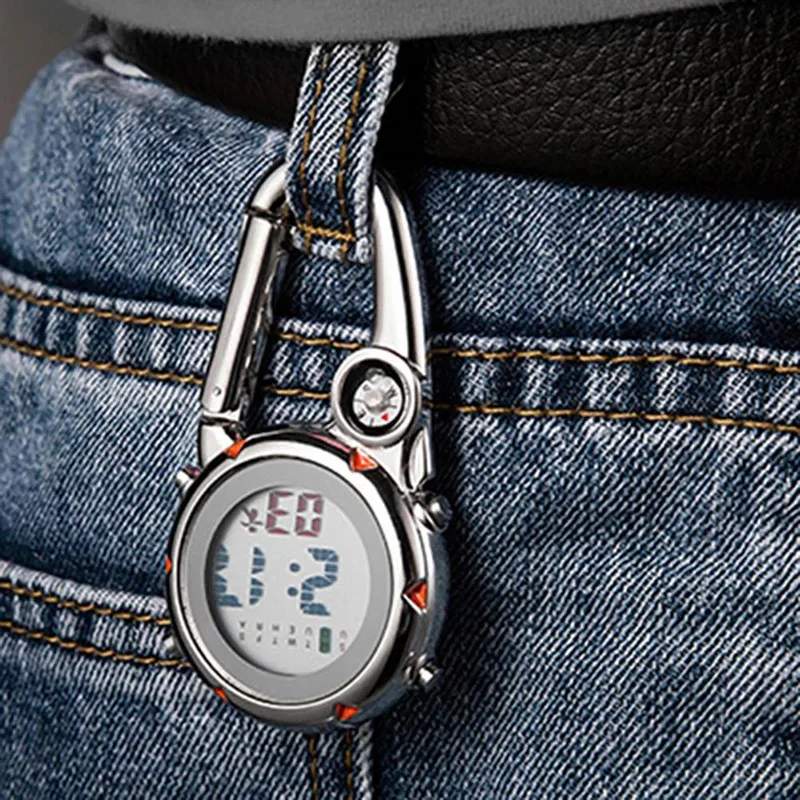 Digital Carabiner Clip Watches Luminous Anti Scratch Precise Backpack Belt  Outdoor Climbing Carabiner Compass