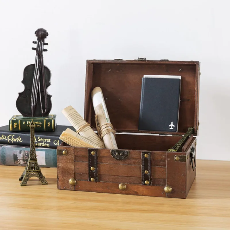 Wholesale Custom Multi-function Decorative Wood Box With Lid Chest Trunk Alexander Small Wooden Storage