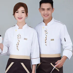 Autumn Winter Men's and Women's Long-Sleeved Twill Catering Work Clothes for Bar Restaurant Hotel & Cake Baking