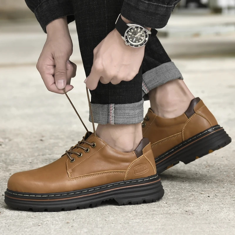 Accept OEM In Ready Stock Handmade Pure Real Genuine Leather 4 Season Men Dress Business Working Safety Shoes